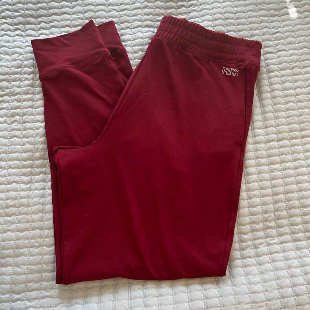 Victoria’s Secret PINK Active Women’s Crop Joggers Size XL Burgundy High Rise